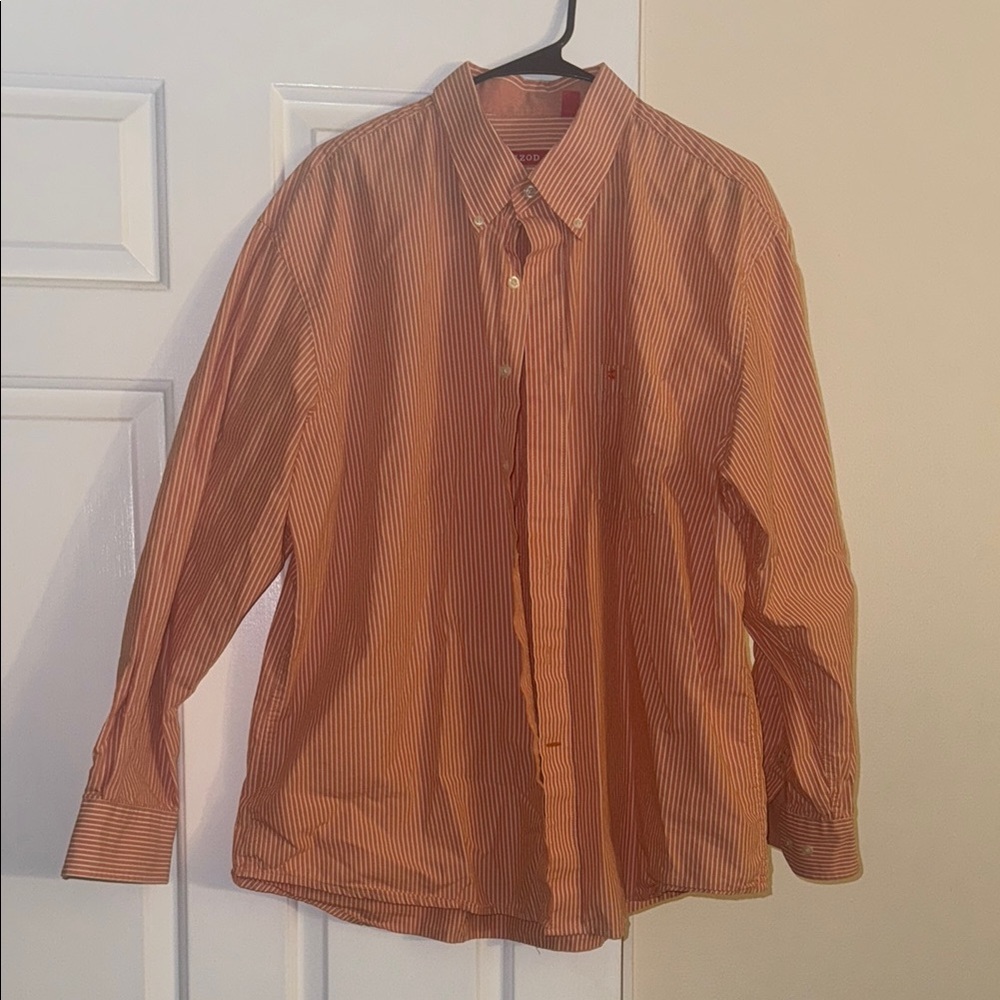 Men's Orange Striped Button Down